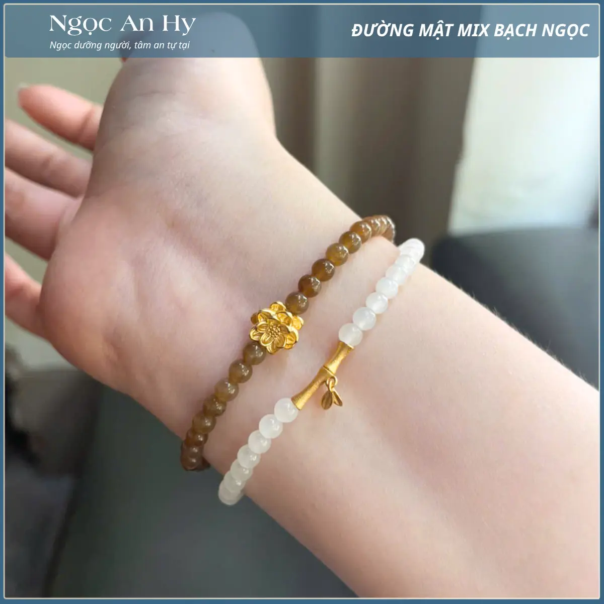 Thanh Liên Hòa Điền – Chuỗi 2 quấn phối đường mật và bạch ngọc, ảnh 1